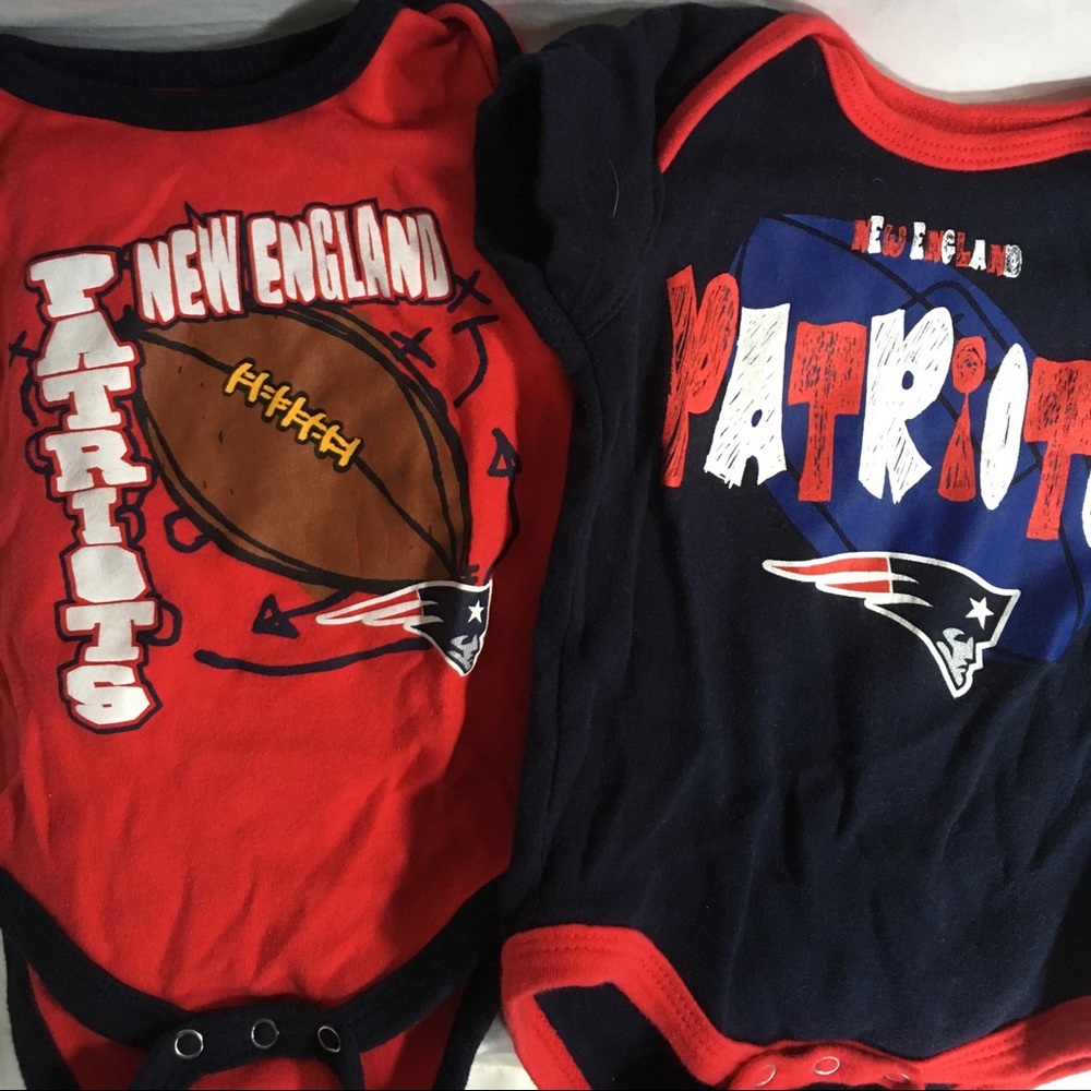 2 NFL New England Patriots onesies.